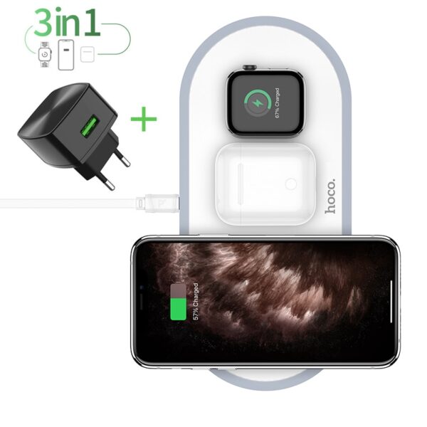 HOCO 3 in1 Wireless Charger for iphone 11 Pro X XS Max XR for Apple Watch 5 4 3 2 Airpods