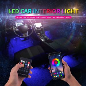 Led Car Foot Ambient Light With USB Cigarette Lighter Backlight Music Control App RGB