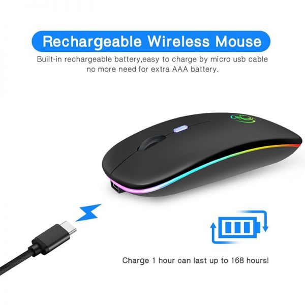 Wireless Mouse Bluetooth RGB Rechargeable Mouse Wireless Computer Silent Mause LED