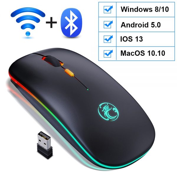 Wireless Mouse Bluetooth RGB Rechargeable Mouse Wireless Computer Silent Mause LED