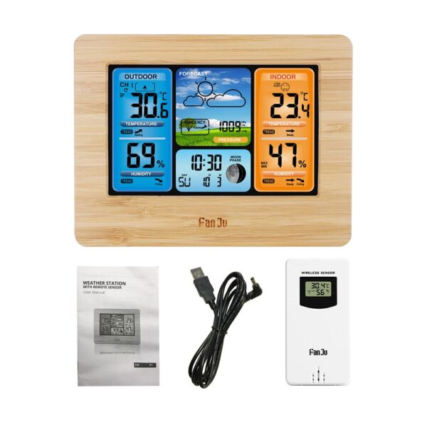 FJ3373 Multifunction Digital Weather Station LCD Alarm Clock Indoor Outdoor Weather