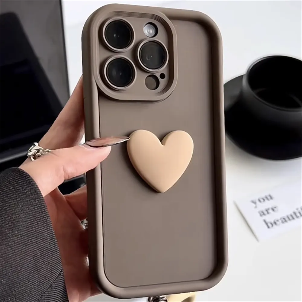 Cute INS 3D Love Heart Silicone iPhone Case