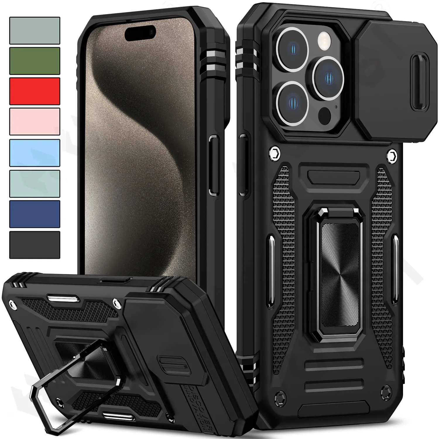 Ring Stand Armor Anti-fall Slide iPhone Case