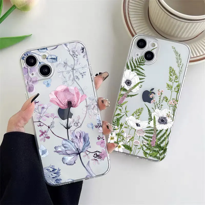 Floral Palm Leaf Flower Painted iPhone Case