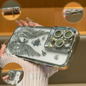 Luxury Peacock Diamond Camera Holder iPhone Case
