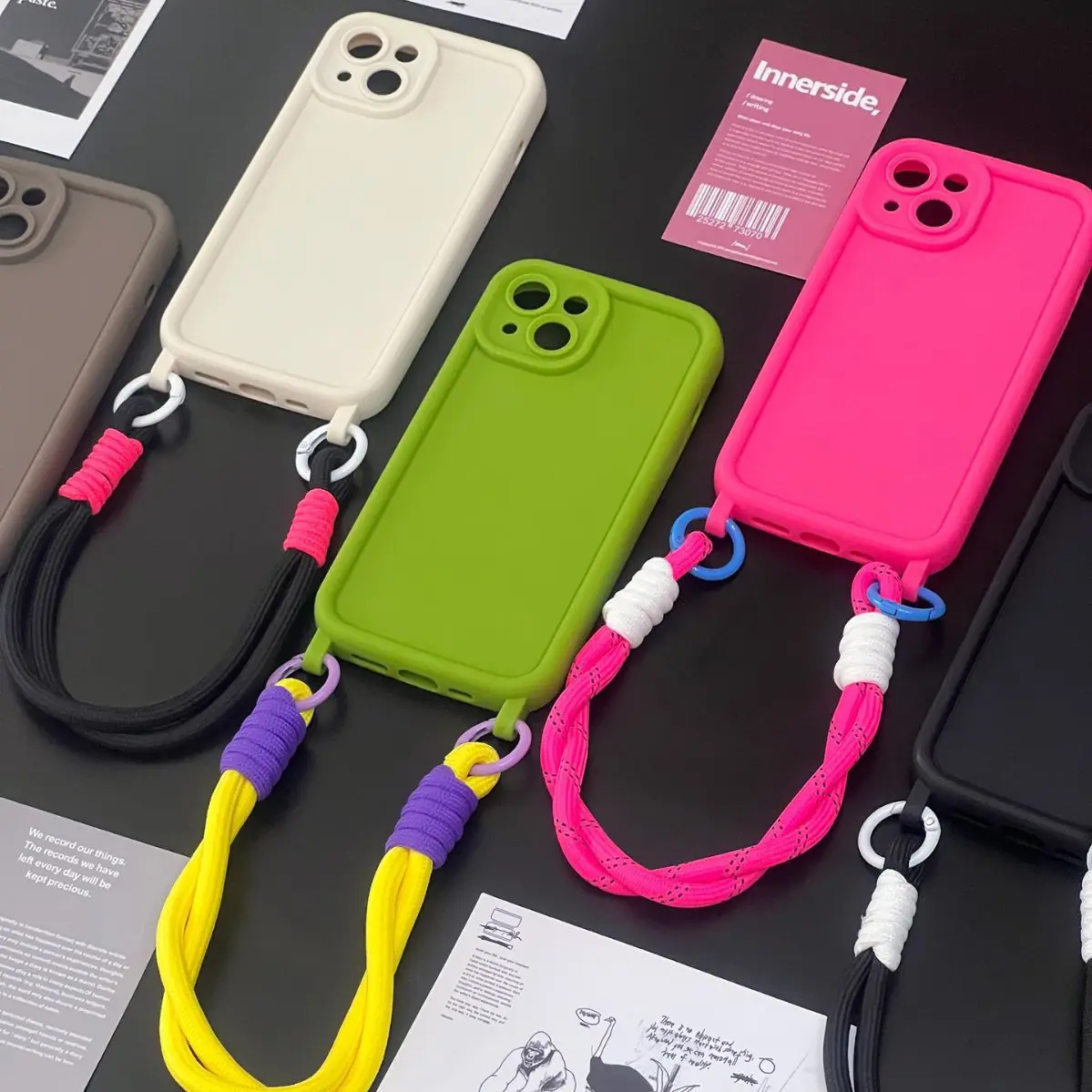 Ins Korea Candy Colors Anti-lost Soft silicon Hand Strap iPhone Case